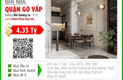 ** Bán nhà đẹp 2 tầng, ngay trung tâm G. Vấp – Giá cực mềm**4.35 tỷ